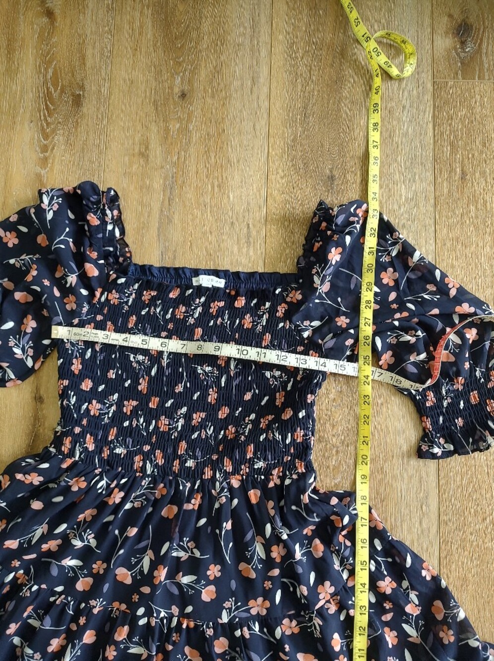 Baltic Born Azlyn Navy Pink Floral Smocked Short Floaty Dress M NWT - Picture 10 of 13